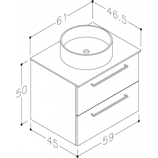 Spintelė voniai RB Joy 60 cm balta, su juodu pastatomu praustuvu