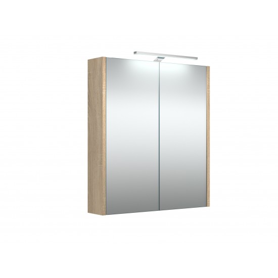 Veidrodinė spintelė RB Eco 60 cm pilkas ąžuolas, su apšvietimu