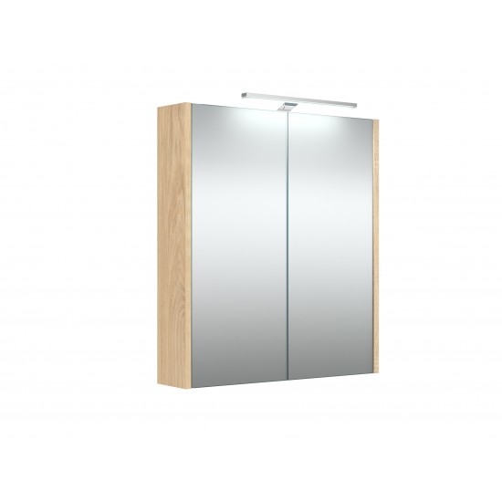 Veidrodinė spintelė RB Eco 60 cm šviesus ąžuolas, su apšvietimu Veidrodinė spintelė RB Eco 60 cm šviesus ąžuolas, su apšvietimu