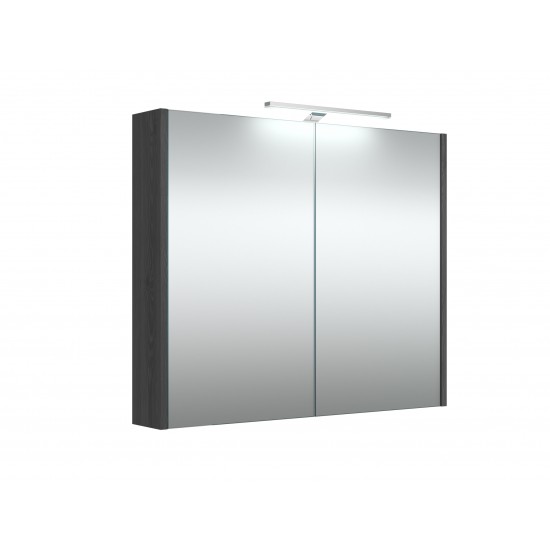 Veidrodinė spintelė RB Eco 80 cm juodas ąžuolas, su apšvietimu