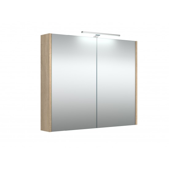 Veidrodinė spintelė RB Eco 80 cm pilkas ąžuolas, su apšvietimu