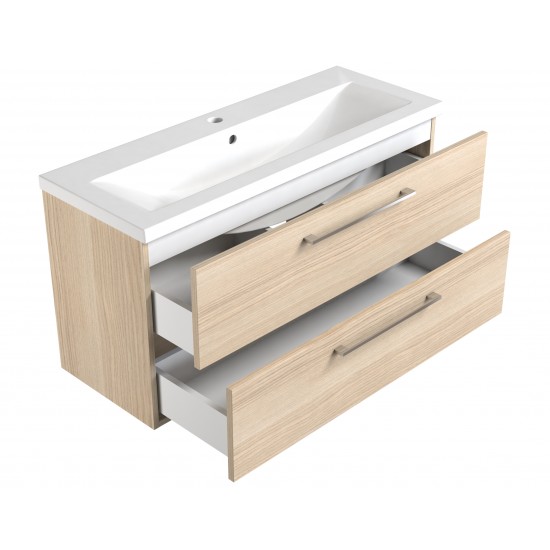 Spintelė voniai RB Scandic 80 cm šviesus ąžuolas, su praustuvu