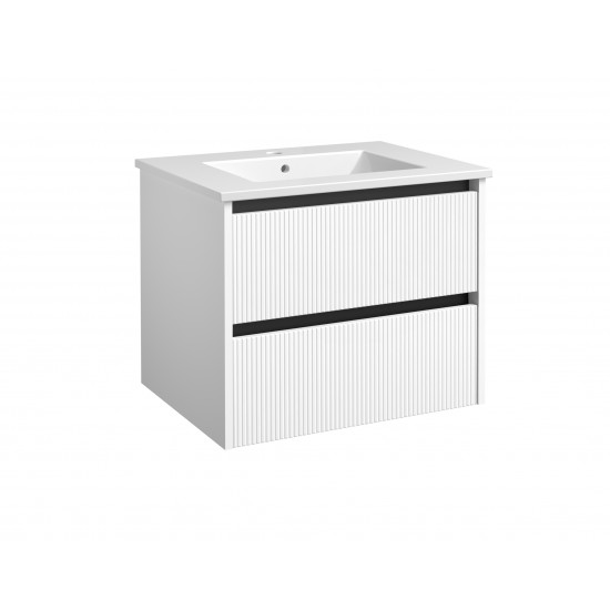 Spintelė voniai RB Urban 60 cm balta matinė / juoda, su praustuvu