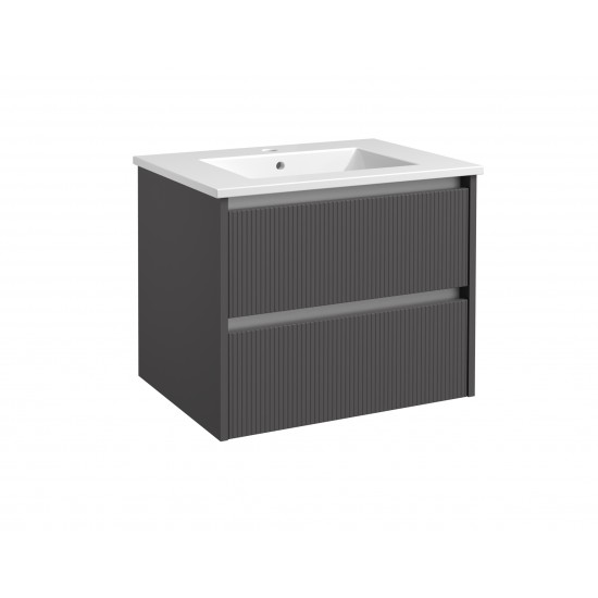 Spintelė voniai RB Urban 60 cm pilka matinė / aliuminio, su praustuvu
