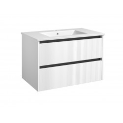 Spintelė voniai RB Urban 80 cm balta matinė / juoda, su praustuvu
