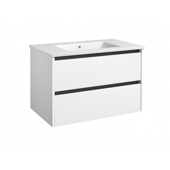 Spintelė voniai RB Urban 80 cm balta matinė / juoda, su praustuvu