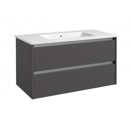 Spintelė voniai RB Urban 100 cm pilka matinė / aliuminio, su praustuvu