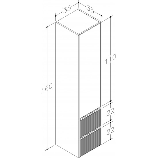 Ūkinė spintelė RB Urban 35 cm balta matinė / aliuminio