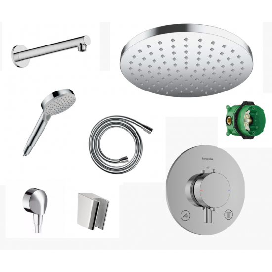 Potinkinė dušo sistema Hansgrohe Vernis Blend 200 su termostatiniu maišytuvu, chromas