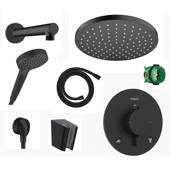 Potinkinė dušo sistema Hansgrohe Vernis Blend 200 su termostatiniu maišytuvu, juoda
