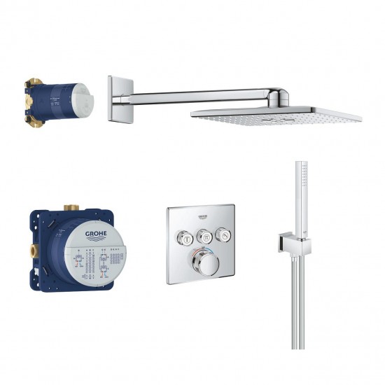 Potinkinė dušo sistema Grohe Grohtherm SmartControl 310 Cube su termostatiniu maišytuvu 34706000, chromas