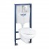 WC puodo Grohe Bau Ceramic su Soft Close dangčiu ir potinkinio rėmo Grohe Rapid SL su chromuotu nuleidimo klavišu komplektas