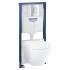 WC puodo Grohe Euro Ceramic su Soft Close dangčiu ir potinkinio rėmo Grohe Rapid SL su chromuotu nuleidimo klavišu komplektas