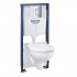 WC puodo Grohe Bau Ceramic su Soft Close dangčiu ir potinkinio rėmo Grohe Rapid SL su chromuotu nuleidimo klavišu SC komplektas