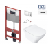 WC puodo Ravak Classic RimOFF su Soft Close dangčiu ir potinkinio rėmo TECE Base su chromuotu nuleidimo klavišu komplektas