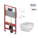 WC puodo Ravak Zante RimOFF su Soft Close dangčiu ir potinkinio rėmo TECE Base su baltu nuleidimo klavišu komplektas