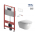 WC puodo GSI PURA Swirlflush® su Soft Close dangčiu ir potinkinio rėmo TECE Base su baltu nuleidimo klavišu komplektas