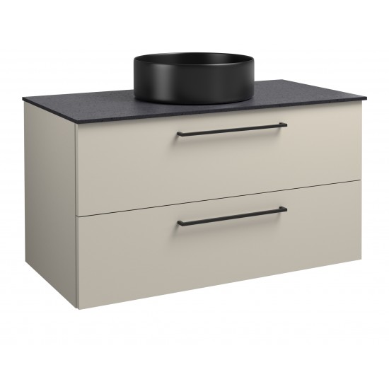 Spintelė voniai RB Joy 100 cm taupe, su juodu pastatomu praustuvu
