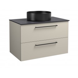 Spintelė voniai RB Joy 80 cm taupe, su juodu pastatomu praustuvu Spintelė voniai RB Joy 80 cm taupe, su juodu pastatomu praustuvu