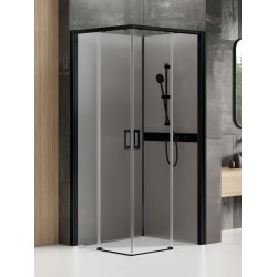 Uždara dušo kabina New Trendy Prime 80 x 80 cm juoda matinė, skaidrus stiklas