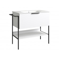 Spintelė voniai RB Mono 80 cm balta matinė, su praustuvu Spintelė voniai RB Mono 80 cm balta matinė, su praustuvu