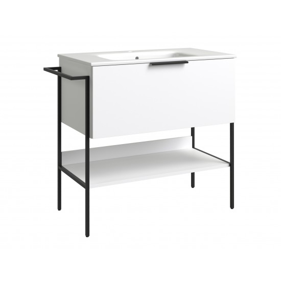 Spintelė voniai RB Mono 80 cm balta matinė, su praustuvu