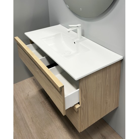 Spintelė voniai RB Pure 80 cm šviesus ąžuolas, su praustuvu