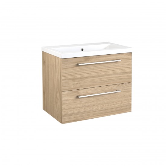 Spintelė voniai RB Scandic 60 cm šviesus ąžuolas, su praustuvu