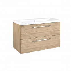 Spintelė voniai RB Scandic 80 cm šviesus ąžuolas, su praustuvu