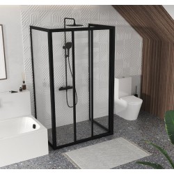 Dušo kabina Ravak Supernova ASDP3 + 2APSS 100 x 80 cm juoda, skaidrus stiklas