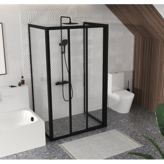 Dušo kabina Ravak Supernova ASDP3 + 2APSS 100 x 80 cm juoda, skaidrus stiklas