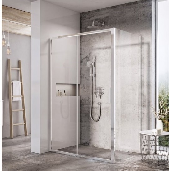 Dušo kabina Ravak Blix Slim BLSDP2 100 x 80 cm blizgus chromas, skaidrus stiklas