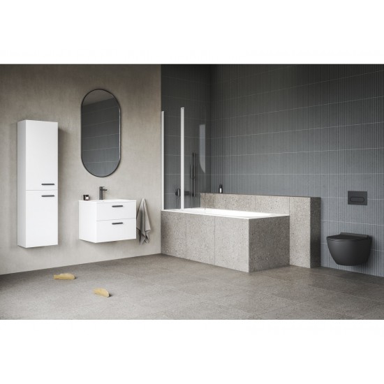 Spintelė voniai Ravak Chrome II SD 60 cm balta, juodos rankenėlės su praustuvu