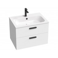 Spintelė voniai Ravak Chrome II SD 70 cm balta, juodos rankenėlės su praustuvu