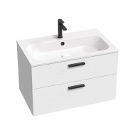 Spintelė voniai Ravak Chrome II SD 80 cm balta, juodos rankenėlės su praustuvu