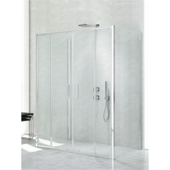 Dušo kabina New Trendy Corona DS 140 x 80 cm blizgus chromas, skaidrus stiklas