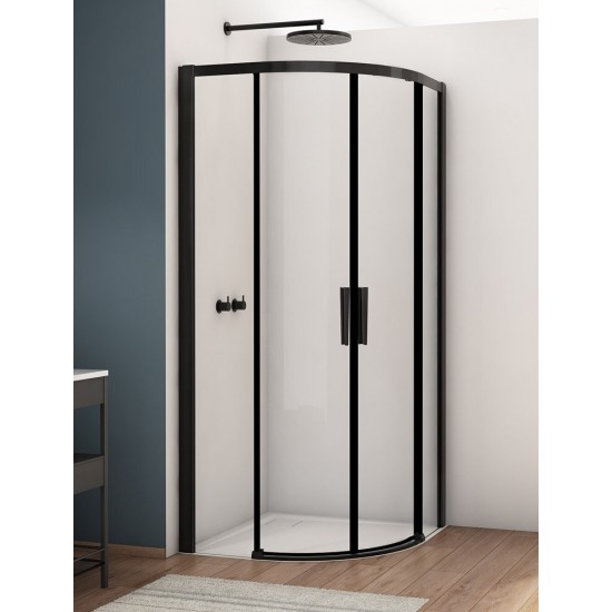 Dušo kabina Ronal Divera SRB 80 x 80 cm juoda matinė, skaidrus stiklas
