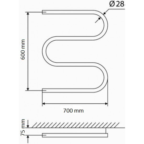 Nerūdijančio plieno gyvatukas Elonika EN 470 S 60 x 70 cm chromuotas