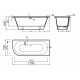 Akmens masės vonia Vispool Evento 3 R 175 x 75 cm balta, su 1 apvalintu kampu kairėje