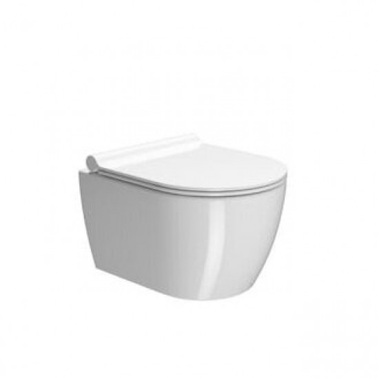 WC puodas GSI PURA Compact ( 46 x 35 cm ), pakabinamas, Swirlflush®, su Soft Close dangčiu