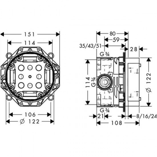 Potinkinė dėžutė Hansgrohe IBOX 01800180