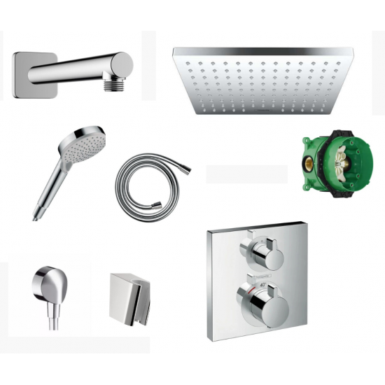 Potinkinė dušo sistema Hansgrohe Vernis Shape 230 su termostatiniu maišytuvu, chromas