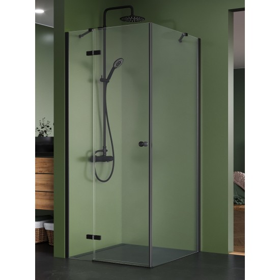 Dušo kabina New Trendy Kalibra 1DS 80 x 80 cm juoda matinė, skaidrus stiklas