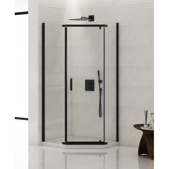 Dušo kabina New Trendy Komfort PK 80 x 100 cm juoda matinė, skaidrus stiklas