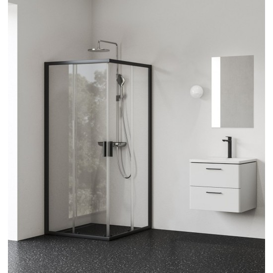 Dušo kabina Ravak Blix II NBLRV2 80 x 80 cm juoda matinė, skaidrus stiklas