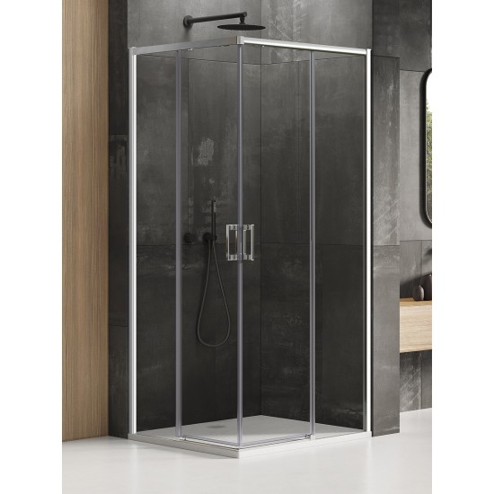 Dušo kabina New Trendy Prime DD 90 x 100 cm blizgus chromas, skaidrus stiklas