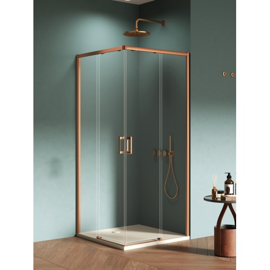 Dušo kabina New Trendy Prime DD 80 x 90 cm šlifuoto vario, skaidrus stiklas