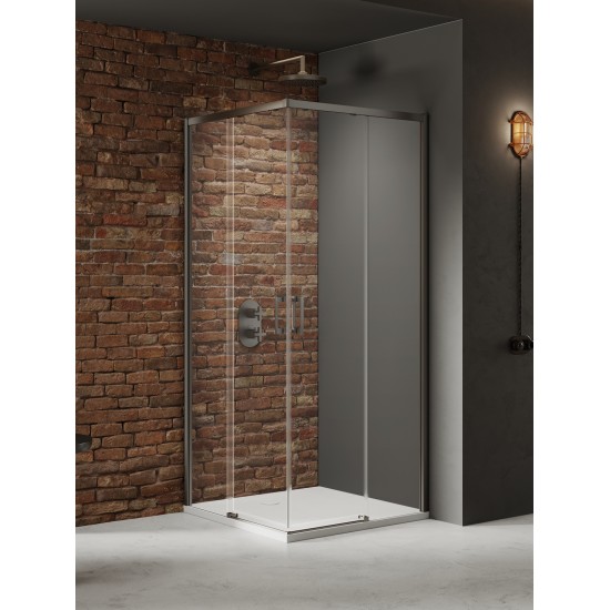 Dušo kabina New Trendy Prime DD 90 x 90 cm šlifuoto nerūdijančio plieno, skaidrus stiklas Dušo kabina New Trendy Prime DD 90 x 90 cm šlifuoto nerūdijančio plieno, skaidrus stiklas