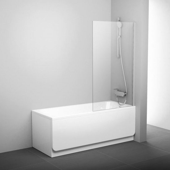 Vonios sienelė RAVAK PVS1-80 balta + skaidrus stiklas (fiksuota)