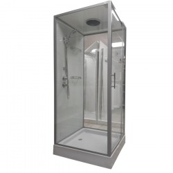 Uždara dušo kabina Q-BOX 90 x 90 cm R ( dešinės pusės ) skaidrus stiklas